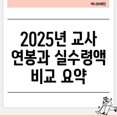 2025년 교사 연봉과 실수령액 비교 요약