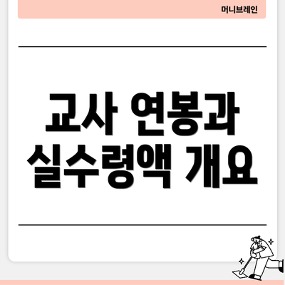 교사 연봉과 실수령액 개요