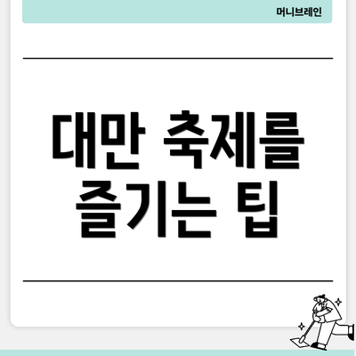 대만 축제를 즐기는 팁